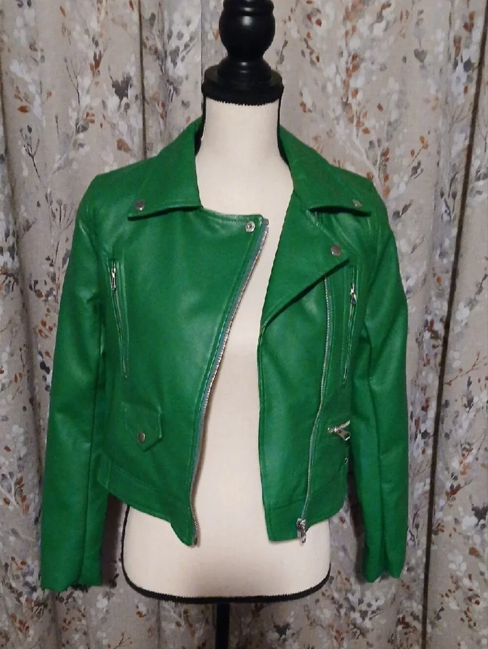 Love Tree Bright Green Faux Leather Moto Jacket - Picture 4 of 4